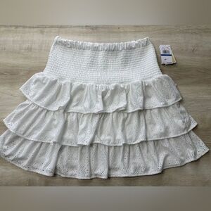 MICHAEL Michael Kors White Eyelet Tiered Skirt
